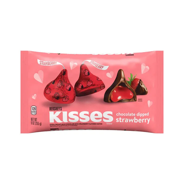 Hershey's Kisses Valentine's Day Chocolate Dipped Strawberry Candy: 9-Ounce Bag