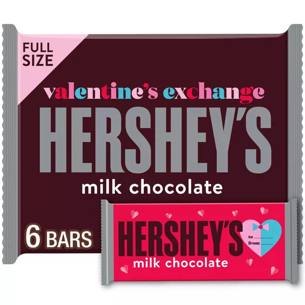 Wholesale Hershey's Milk Chocolate Valentine's Exchange Full Size Candy Bars: 6-Piece Pack