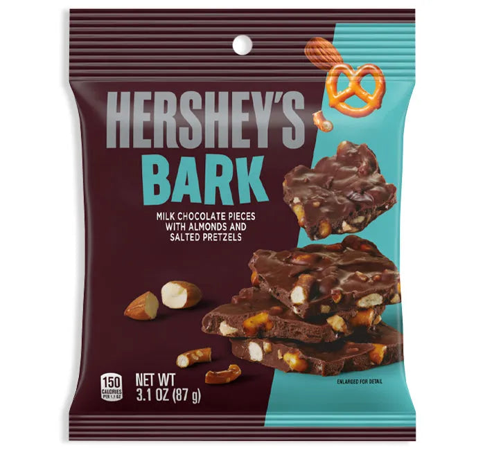 Hershey's Bark with Almonds and Salted Pretzels Peg Bags: 12-Piece Box