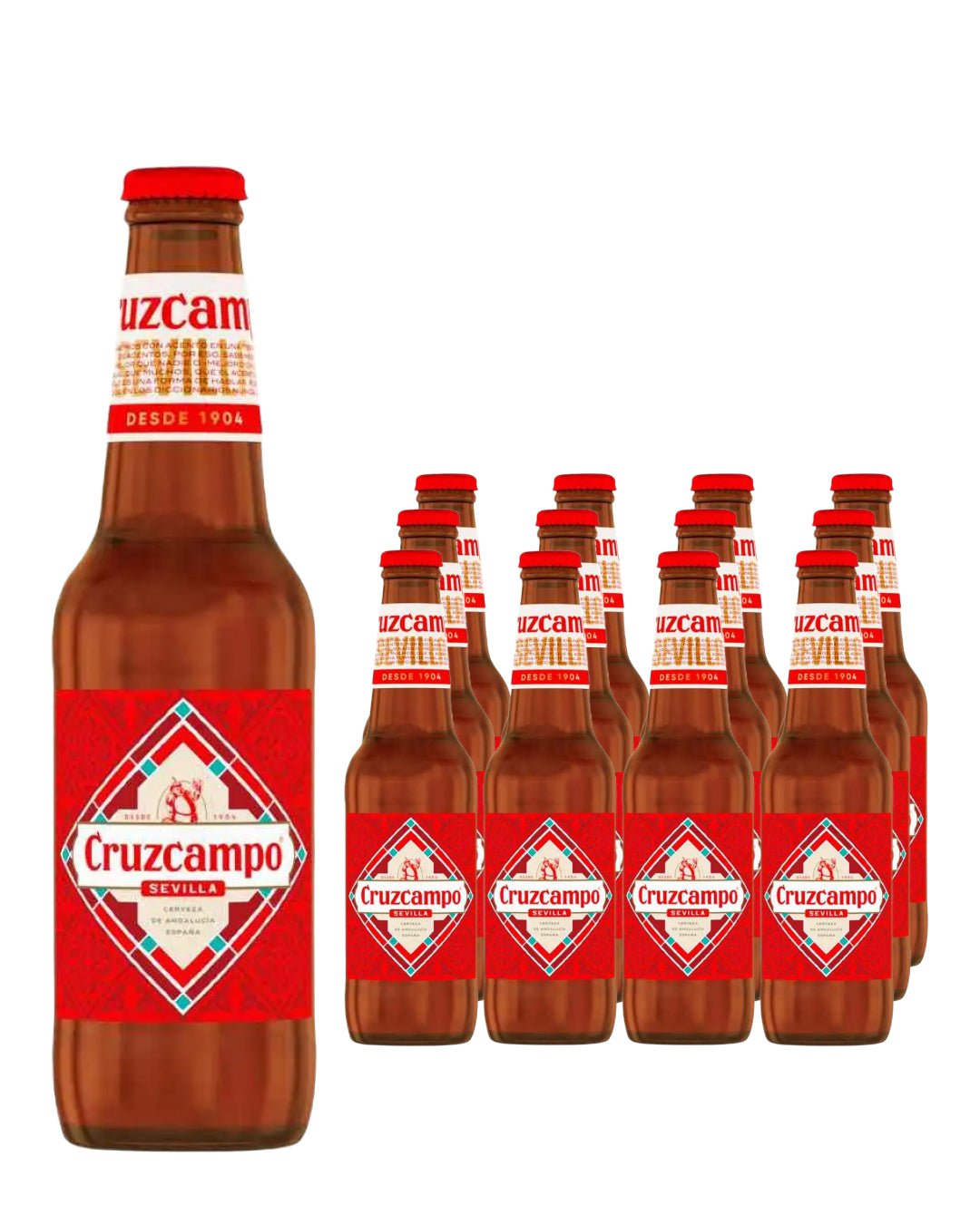 Cruzcampo Sevilla Lager Beer Bottle Multipack, 12 x 330 ml