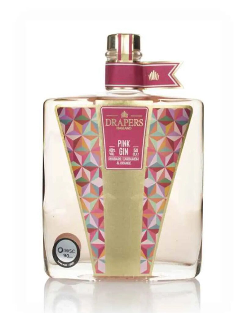 Wholesale Drapers English Rhubarb Cardamom & Orange Flavoured Pink Gin 50 cl