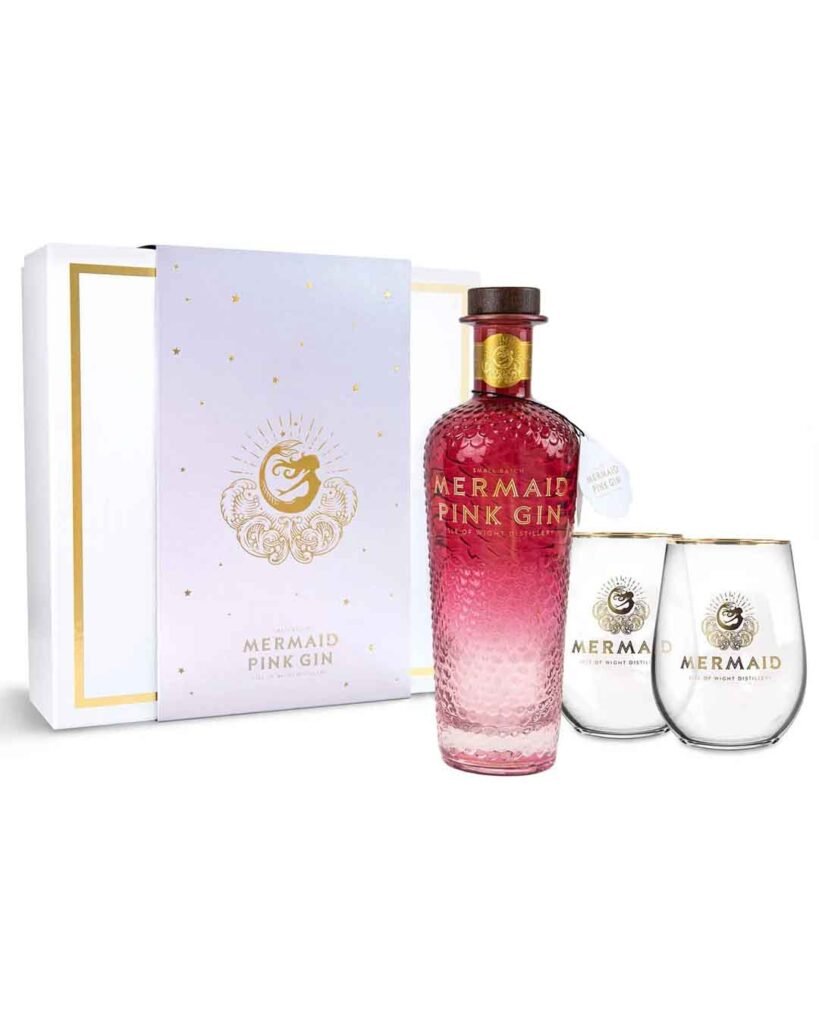 Wholesale Isle of Wight Distillery Mermaid Pink Gin Gift Pack 70 cl