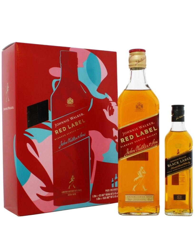 Wholesale Johnnie Walker Red Label Whisky 70 cl with Black Label 20 cl Gift Pack