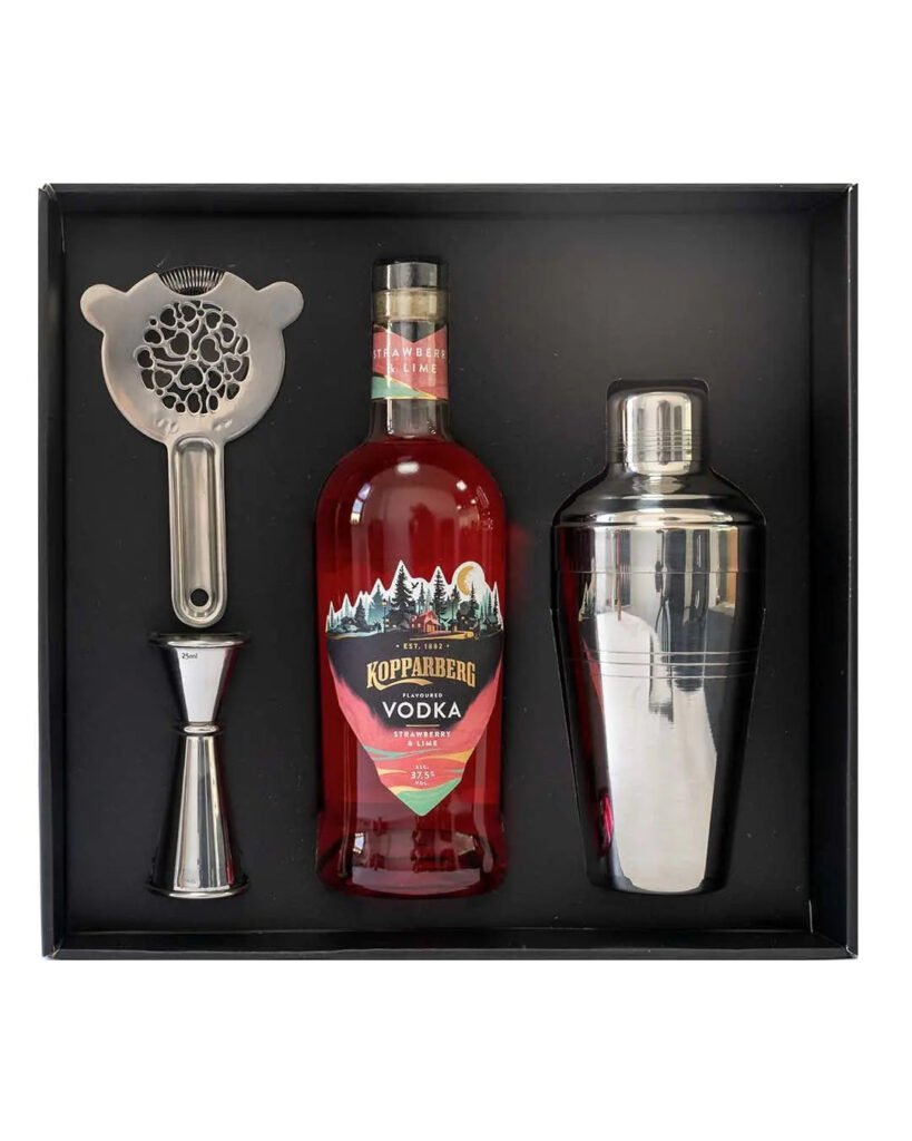 Wholesale Kopparberg Strawberry & Lime Vodka 70 cl & 3 Piece Cocktail Gift Box