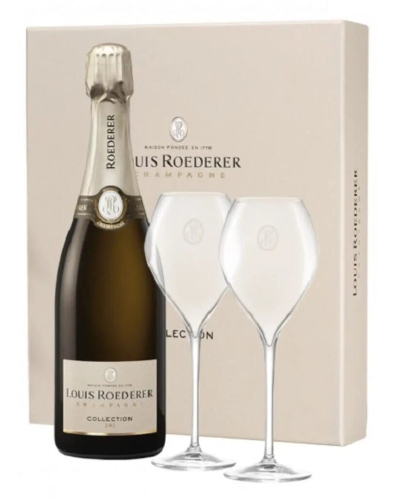 Wholesale Louis Roederer Collection 244 Brut Champagne  Jamesse Flutes Gift Set 75 cl