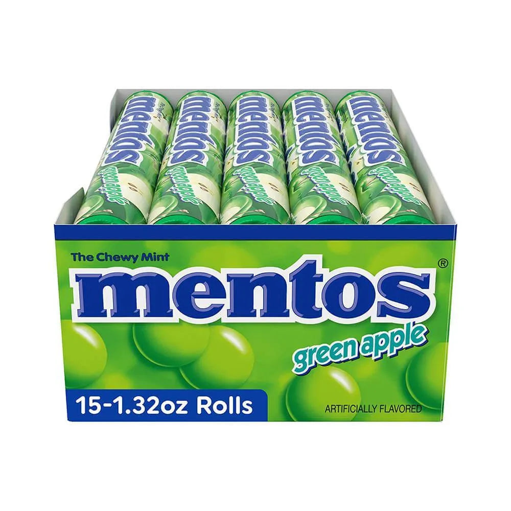 Mentos Candy Rolls - Green Apple: 15-Piece Box - Image 2