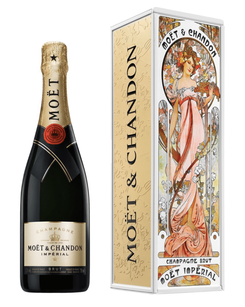 Wholesale Moët & Chandon Brut Imperial Mucha Tin Floral Dress Champagne 75 cl
