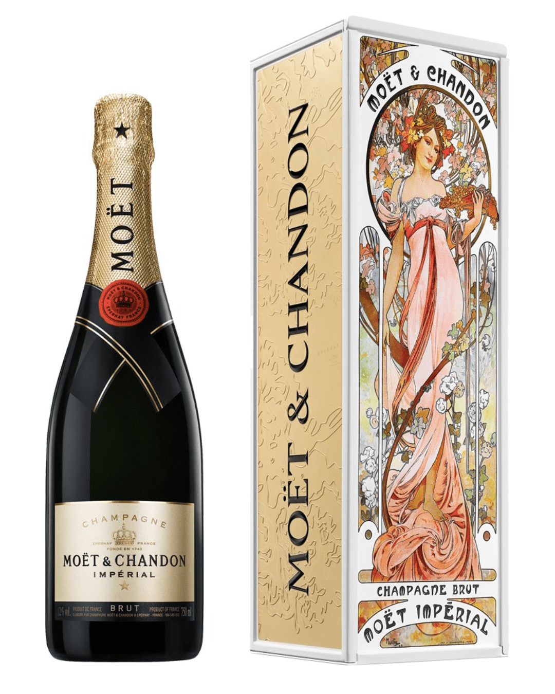 Moët & Chandon Brut Imperial Mucha Tin Floral Dress Champagne, 75 cl