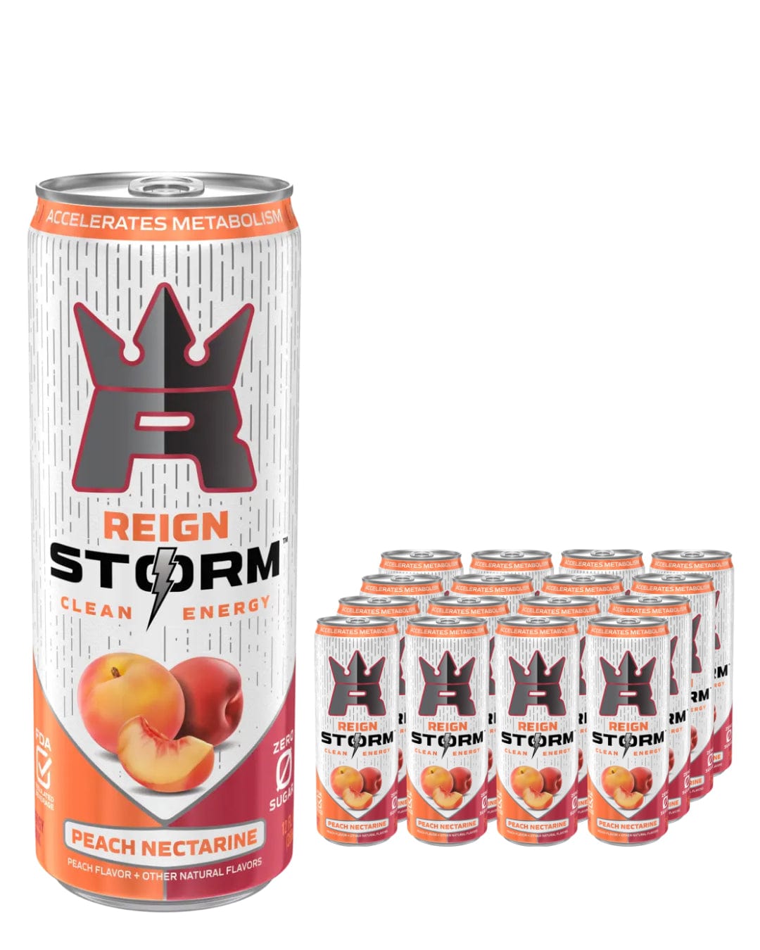 Reign Storm Peach Nectarine Clean Energy Drink Multipack, 12 x 355 ml