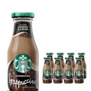 Starbucks Frappuccino Cookies & Cream Flavoured Milk Glass Bottle Iced Coffee Multipack, 8 x 250 ml