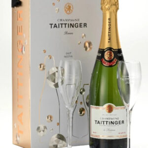 Taittinger Brut Champagne & 2 Flutes, 75 cl