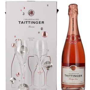 Taittinger Rose Brut Gift Set with 2 Flutes, 75 cl