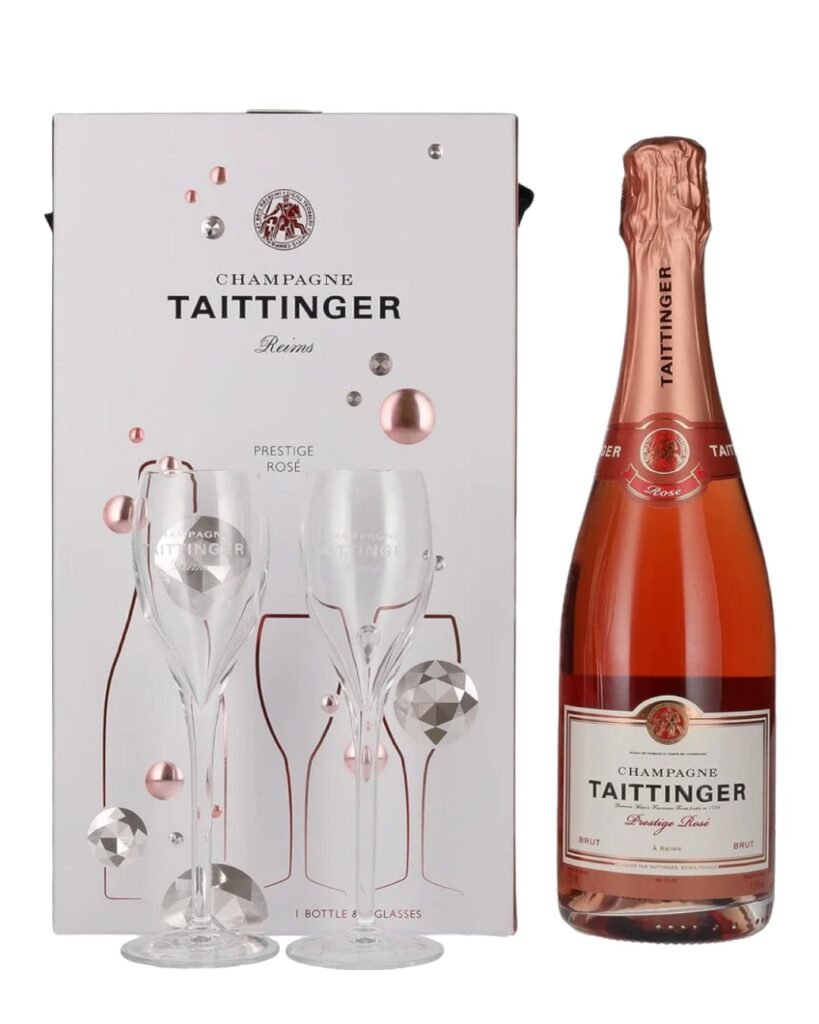 Wholesale Taittinger Rose Brut Gift Set with 2 Flutes 75 cl
